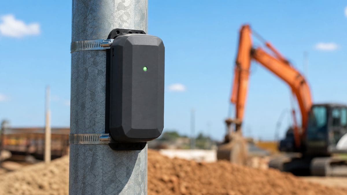 Equipamento de alerta da Cendria instalado no poste da obra